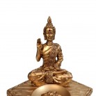 Incensário Buda 13 Cm Resina Quadrado Dourado