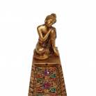 Incensário Buda 22 cm Resina Strass Dourado