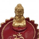 Incensário Buda Bebê 08 Cm Resina Flor de Lótus Vermelho