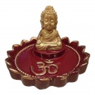 Incensário Buda Bebê 08 Cm Resina Flor de Lótus Vermelho