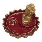 Incensário Buda Bebê 08 Cm Resina Flor de Lótus Vermelho