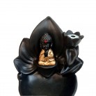 Incensário Buda Bebê Na Flor de Lótus Resina Tablete Cascata Dourada
