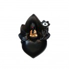 Incensário Buda Bebê Na Flor de Lótus Resina Tablete Cascata Dourada