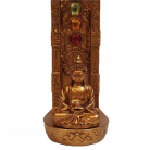 Incensário Buda Chakras 23 cm Resina Strass Colorido Dourado