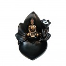 Incensário Buda Na Flor de Lótus Resina Tablete Cascata