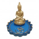 Incensário Buda Resina Flor de Lótus Azul