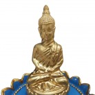 Incensário Buda Resina Flor de Lótus Azul