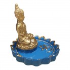 Incensário Buda Resina Flor de Lótus Azul