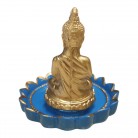Incensário Buda Resina Flor de Lótus Azul