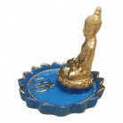 Incensário Buda Resina Flor de Lótus Azul
