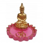 Incensário Buda Resina Flor de Lótus Rosa