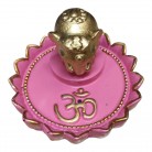 Incensário Elefante 06 Cm Resina Flor de Lótus Rosa