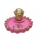Incensário Elefante 06 Cm Resina Flor de Lótus Rosa