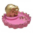 Incensário Elefante 06 Cm Resina Flor de Lótus Rosa