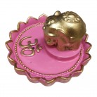 Incensário Elefante 06 Cm Resina Flor de Lótus Rosa