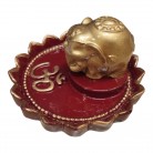 Incensário Elefante 06 Cm Resina Flor de Lótus Vermelho