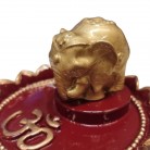 Incensário Elefante 06 Cm Resina Flor de Lótus Vermelho