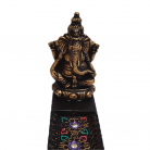 Incensário Ganesha 22 cm Resina Strass Preto