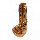 Incensário Ganesha Chakras 16 cm Resina Strass Colorido Dourado