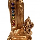 Incensário Ganesha Chakras 16 cm Resina Strass Colorido Dourado