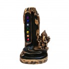 Incensário Ganesha Chakras 16 cm Resina Strass Colorido Dourado e Preto