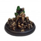 Incensário Ganesha Natureza Resina Tablete Cascata Preto e Dourado