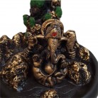 Incensário Ganesha Natureza Resina Tablete Cascata Preto e Dourado