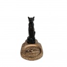 Incensário Gato 10 Cm Bastet Resina Dourado e Preto