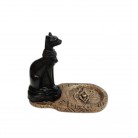 Incensário Gato 10 Cm Bastet Resina Dourado e Preto