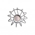 Castiçal 1 Vela Bola Metal Prata 7x10,5 Cm