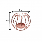 Castiçal 1 Vela Metal Bola Rose 13X11 Cm