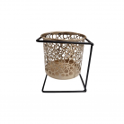 Castiçal 1 Vela Quadrado Metal Com Vaso 12X10X10 Cm