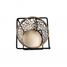 Castiçal 1 Vela Quadrado Metal Com Vaso 12X10X10 Cm