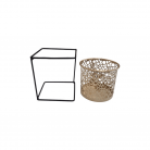 Castiçal 1 Vela Quadrado Metal Com Vaso 12X10X10 Cm