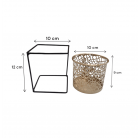 Castiçal 1 Vela Quadrado Metal Com Vaso 12X10X10 Cm