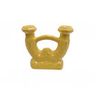 Castiçal 2 Velas Porcelana Decorada Amarelo