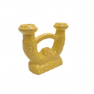Castiçal 2 Velas Porcelana Decorada Amarelo