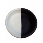 Prato N1 Barro Mod2 Baixo 20 Cm Branco e Preto