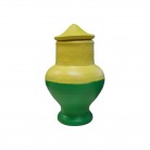 Quartinha Barro 13 Cm Amarela e Verde Mod2