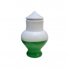 Quartinha Barro 13 Cm Branca e Verde Mod2