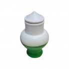 Quartinha Barro 13 Cm Branca e Verde Mod2