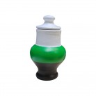 Quartinha Barro 13 Cm Branca, Verde e Pr Mod2