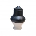 Quartinha Barro 13 Cm Preta e Branca Mod2