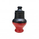 Quartinha Barro 13 Cm Preta e Vermelha Mod2