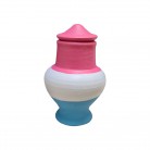 Quartinha Barro 13 Cm Rosa, Branca e Azul Mod2