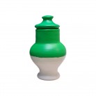Quartinha Barro 13 Cm Verde e Branca Mod2