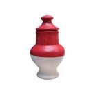 Quartinha Barro 13 Cm Vermelha e Branca Mod2
