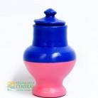 Quartinha Barro 15 Cm Sem Asa Azulão e Rosa Mod2