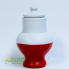 Quartinha Barro 15 Cm Sem Asa Branca e Vermelha Mod2