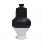 Quartinha Barro 17 Cm Sem Asa Preta e Branca Mod2